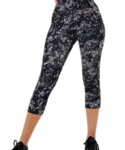 USA Pro Women - High Rise Capri Cropped Leggings - Textured Floral (Parallel Import) - XS