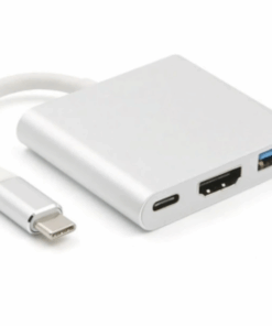 USB 3.1 Type C to USB 3.0 + HDMI + Type C 3 in 1 Charging Adapter - Silver