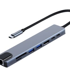USB 8 in 1 Type C 3.1 to 4k HDMI Hub Adapter with SD Tf RJ45 Card Reader,