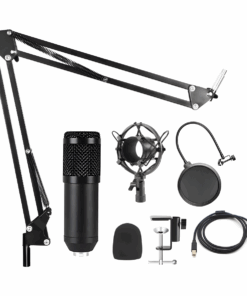 USB Condenser Microphone Kit Mic Shock Mount Set With Clever Bracket