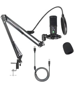 USB Condenser Microphone Set With Acoustic Processing Chip - Black