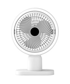 USB Desktop Fan Wireless Rechargeable 3 Speed with Light - White