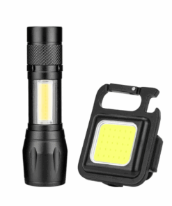 USB Mini Torch with Zoom & Extremely Bright COB Keychain Light with Magnet
