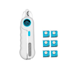 Uuname Pet Nail Clippers with LED Light Dog Cat Grinder Cutter &6 Batteries - Blue