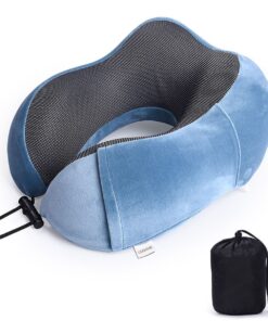Uuname Travel Pillow Memory Foam Neck Pillow U Shaped With Storage Bag - Blue