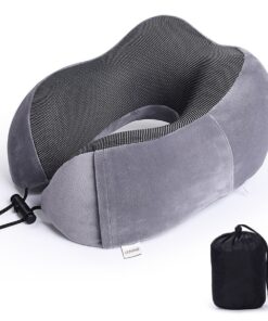 Uuname Travel Pillow Memory Foam Neck Pillow U Shaped With Storage Bag - Grey