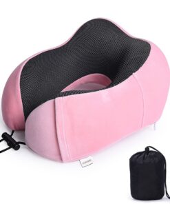 Uuname Travel Pillow Memory Foam Neck Pillow U Shaped With Storage Bag - Pink