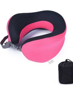 Uuname Travel U Shaped Pillow Memory Foam Pillow With Carrying Pouch - Pink