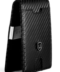 UVONGO Mens Minimalist Wallet RFID Blocking /Money Clip/Credit Card Holder - Black