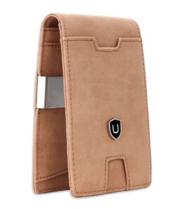UVONGO Mens Minimalist Wallet RFID Blocking /Money Clip/Credit Card Holder - Brown