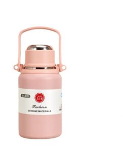 Vacuum Insulated Flask Stainless Steel Bottle Hot & Cold with Handle 0.9L - Pink