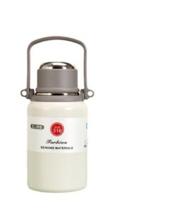 Vacuum Insulated Flask Stainless Steel Bottle Hot & Cold with Handle 0.9L - White