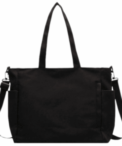 Versatile Canvas Tote Bag With Adjustable Strap - Black
