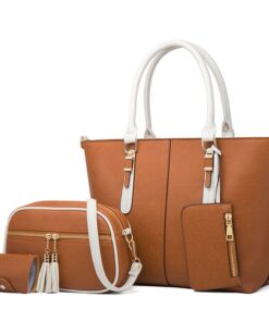 Versatile Handbag Set-4 Piece - Brown