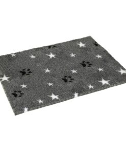 Vetbed Non-Slip Dog Bed Medium-Large 100cm x 75cm - Grey with white stars and black paws
