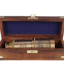 Vintage Brass Telescope Victorian 1915 Martine Antique With Wooden Gift Box