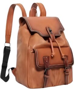 Vintage Classic Brown Travel Faux Leather Backpack for Men and Women