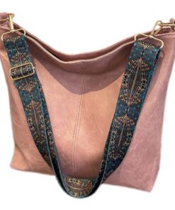 Vintage Fashion PU Pink Leather Shoulder Bag Adjustable Pattern Strap