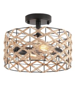 Vintage Flush Mount Woven Hessian Ceiling Light-MRUL