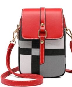 Vintage Lattice Stitching Womens PU Leather Crossbody Bag - Red