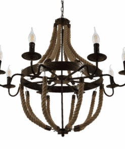 Vintage Rope & Wrought Iron Chandelier