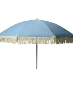 Vintage Style Beach Umbrella With Tassels - Blue