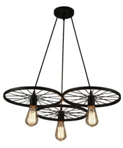 Vintage Three Spoked Wheel Pendant Light