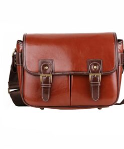 Vintage Waterproof PU Leather DSLR Camera Shoulder Bag- Brown