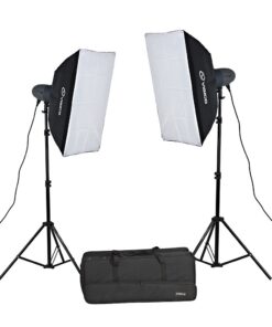 Visico PRO VL 300 Watt PLUS: 2X Flash Head Softbox Studio Kit VL-300P-SBK
