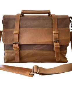 Vivace 13â Laptop Bag - Canvas & 100% Leather Finishing - Brown