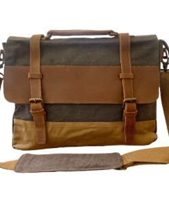 Vivace 13â Laptop Bag - Canvas & 100% Leather Finishing - Grey