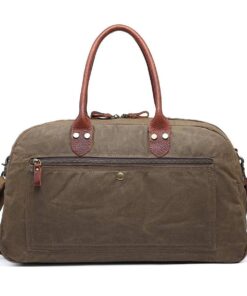 Vivace - Canvas and Genuine Leather Overnight Bag - Dark Coffee