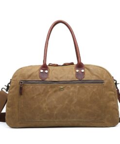 Vivace - Canvas and Genuine Leather Overnight Bag - Khaki