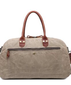 Vivace - Canvas and Genuine Leather Overnight Bag - LIGHT COFFEE