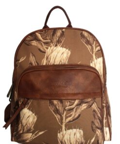 Vivace - Canvas Floral Laptop Backpack - Brown
