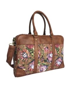 Vivace Floral Print Ladies Laptop Bag - Tan