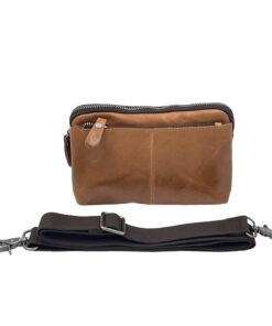 Vivace - Genuine Leather Crossbody - Moon Bag - Tan
