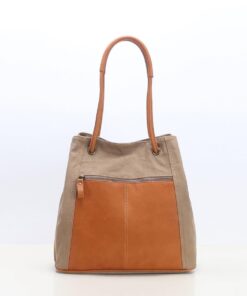 Vivace Ladies Leather and Canvas Bag - Brown