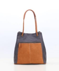 Vivace Ladies Leather and Canvas Bag - Grey