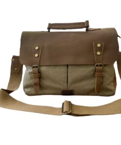 Vivace Leather and Canvas 13â Laptop Bag - Green
