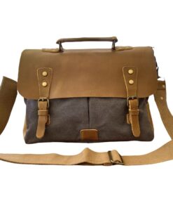 Vivace Leather and Canvas 13â Laptop Bag - Grey