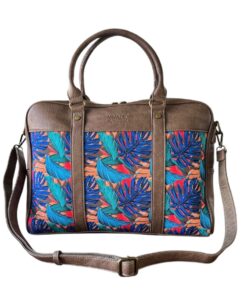 Vivace Printed Laptop Bag - Brown, Blue