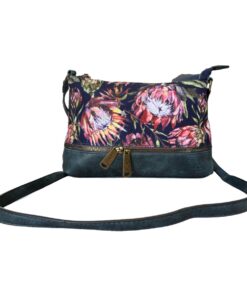 Vivace Protea Floral Crossbody Bag - Navy