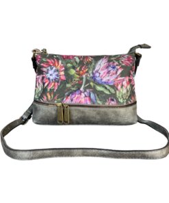 Vivace Protea Floral Crossbody Bag - Olive