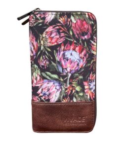 Vivace Protea Printed Canvas Wallet - Coffee