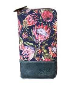 Vivace Protea Printed Canvas Wallet - Navy