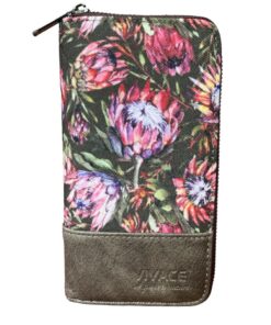 Vivace Protea Printed Canvas Wallet - Olive