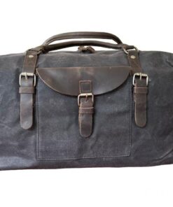 Vivace Waxed Canvas and Genuine Leather Duffel Bag - Brown, Black