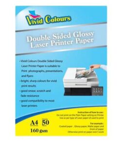 Vivid Colours Double Sided A4 Glossy Laser Printer Paper 160 gram 50 Sheets