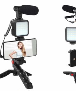 Vlogging Kit Shotgun Microphone With Led Light And Tripod